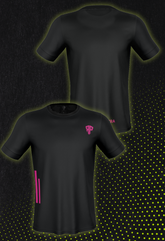 Playera Raza Padelera Negra con logo Rosa